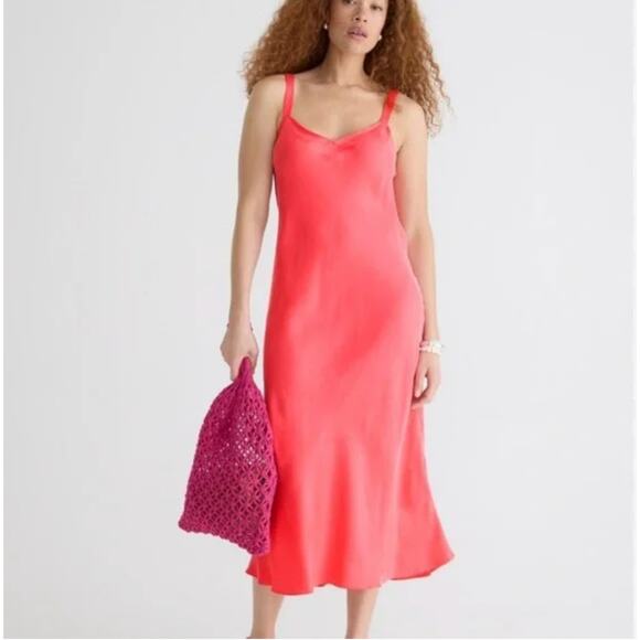 J. Crew Dresses & Skirts - J.Crew Gwyneth V-neck Slip Dress Coral Pink Women's Size Large